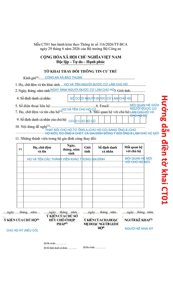 Hướng dẫn điền tờ khai CT01