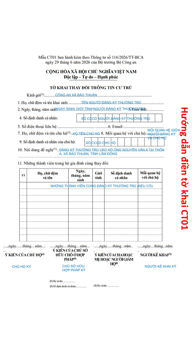 Hướng dẫn điền tờ khai CT01