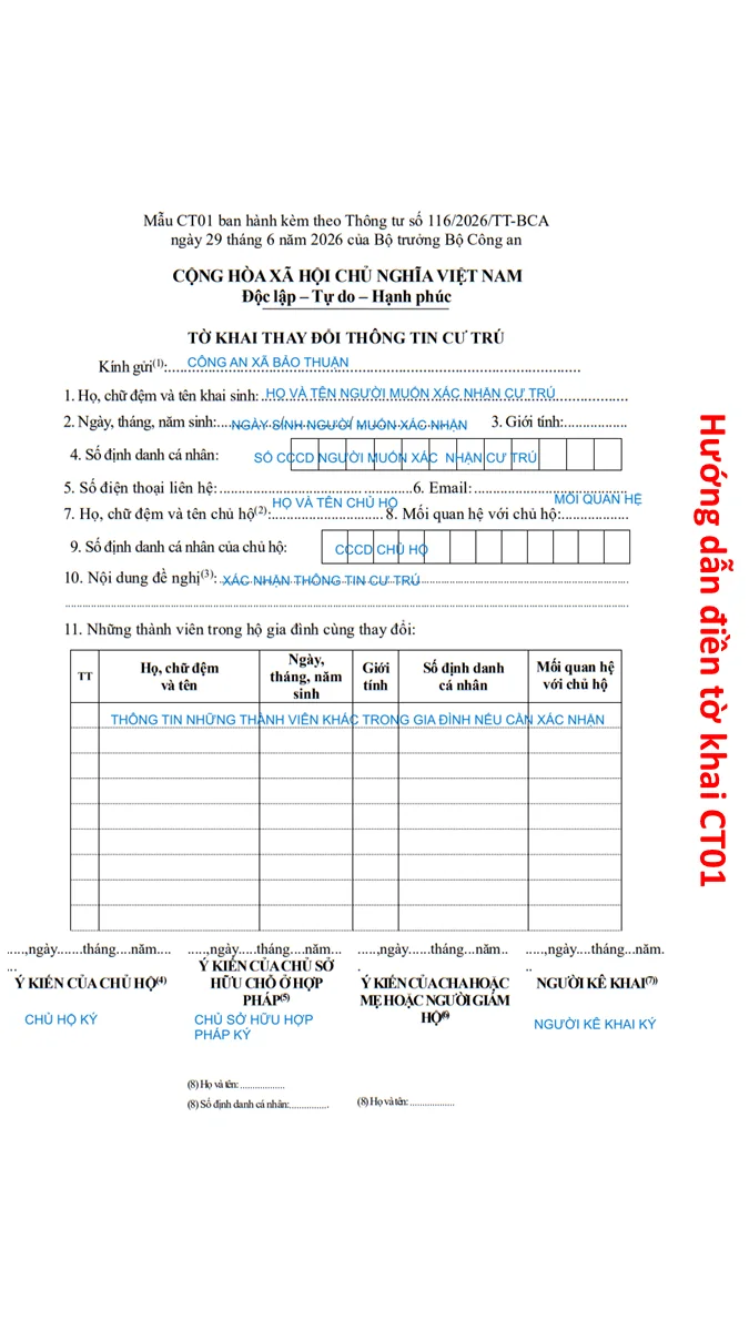Hướng dẫn điền tờ khai CT01